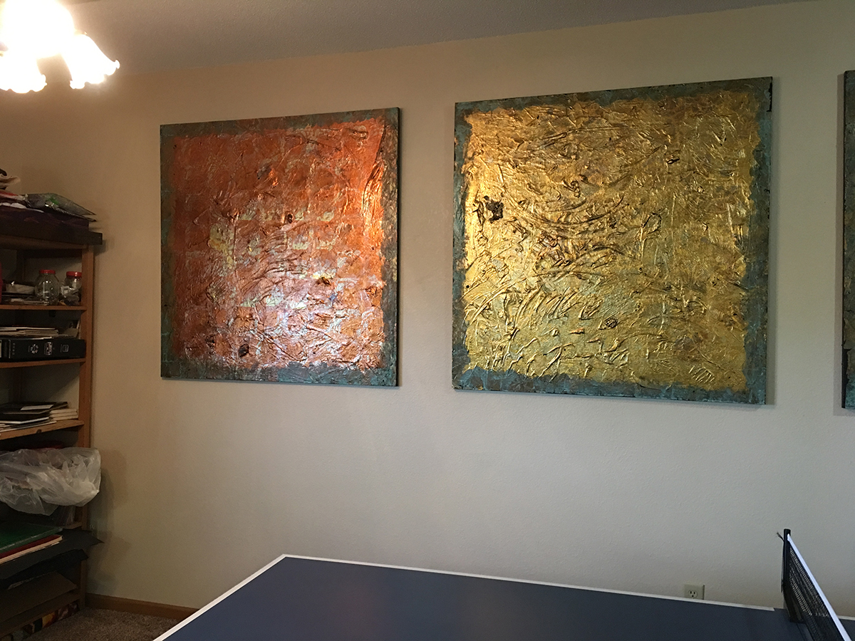 Rec Room Paintings, Untitled, metal leaf, circa 2000.