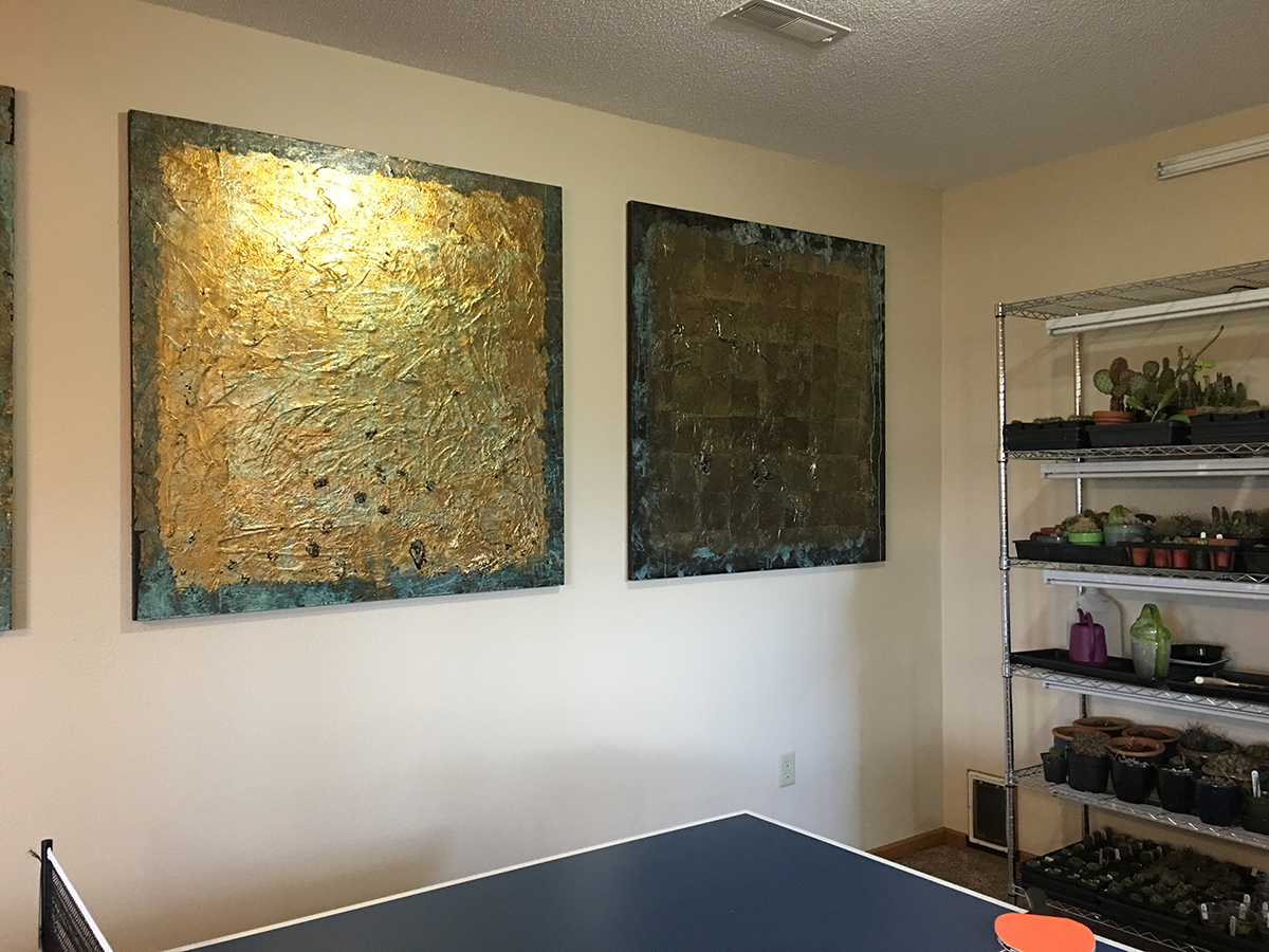 Rec Room Paintings, Untitled, metal leaf, circa 2000.