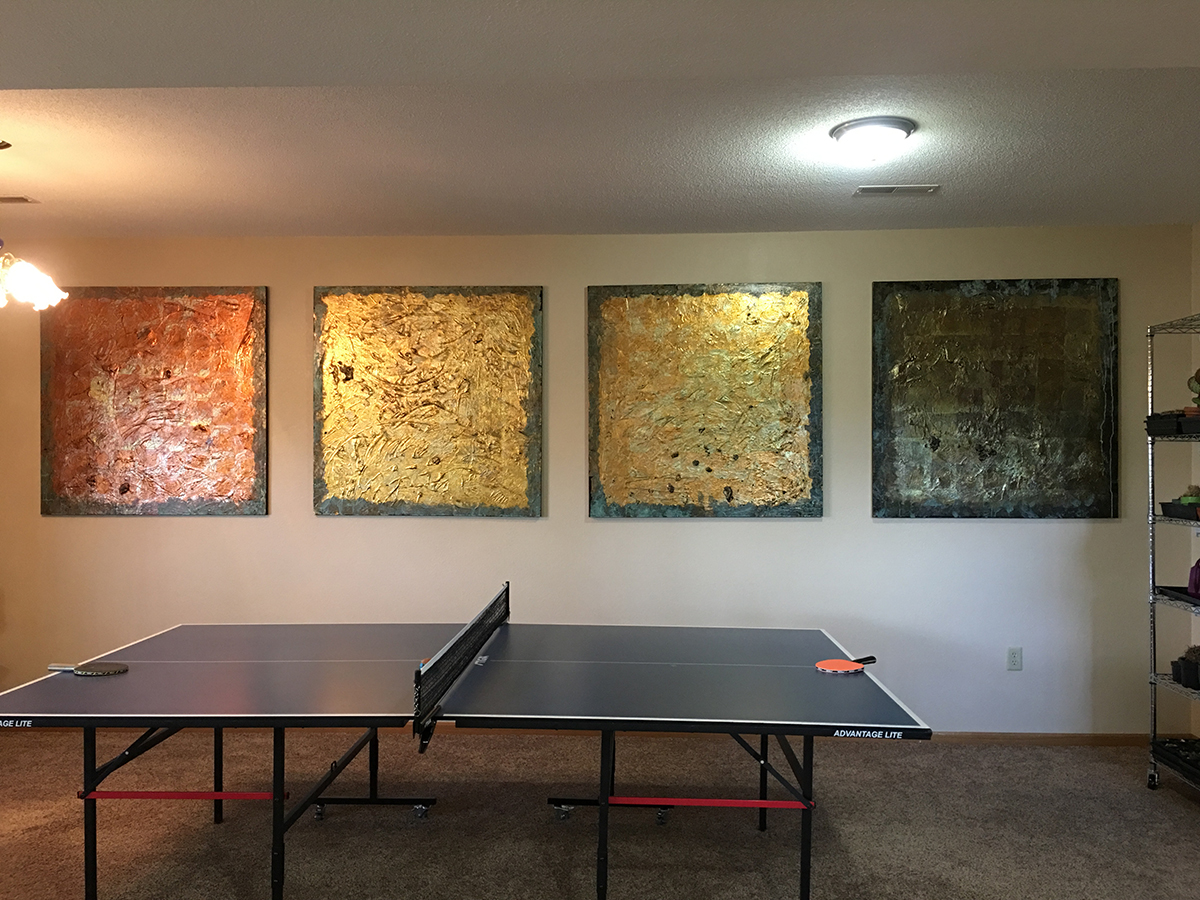 Rec Room Paintings, Untitled, metal leaf, circa 2000.