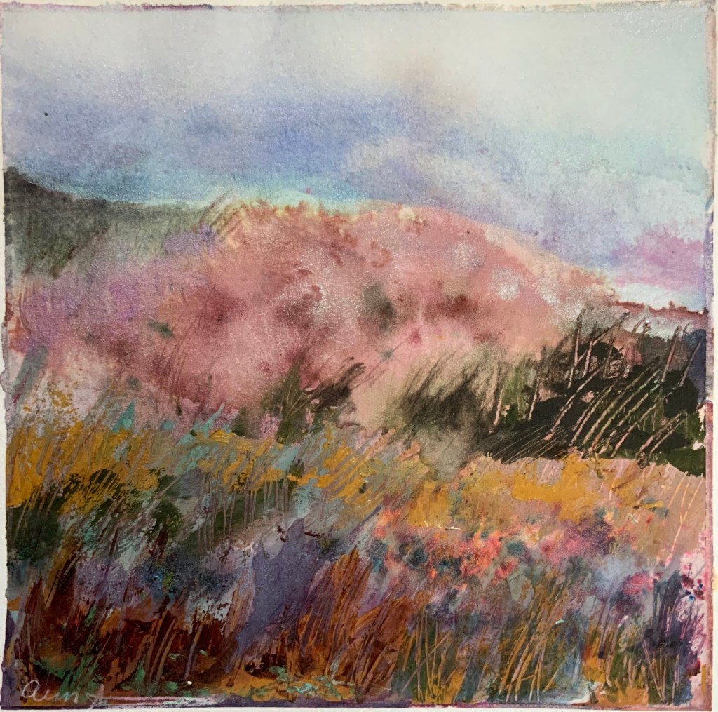 Flowering Tree Hillside by Ann Stretton